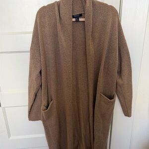 Forever 21 Taupe Open-Front Bouclé Cardigan